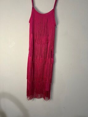 Hot pink fringe dress size medium